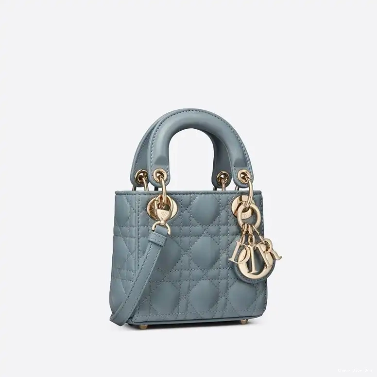 Dior Factory Outlet Micro Sky Dior Lady Bag Cannage Lambskin Blue 0506